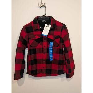 Member's Mark Red Black Plaid Sherpa Lined Shacket L (10/12)